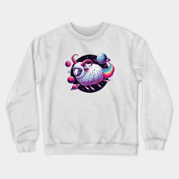 Space Sheep Crewneck Sweatshirt by katzura